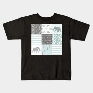 Elephant Patchwork- jade Kids T-Shirt